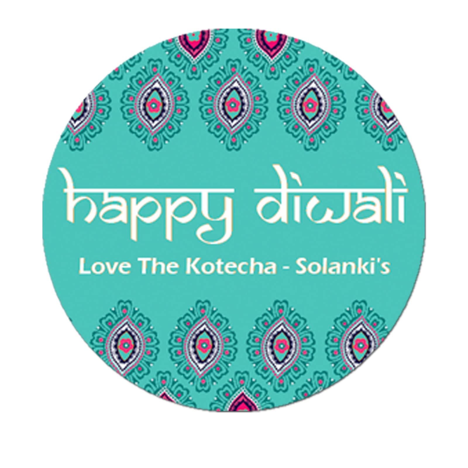 Personalised Diwali Stickers/Divali Celebration Gift Paisley D1-35 Stickers Labels (Teal)
