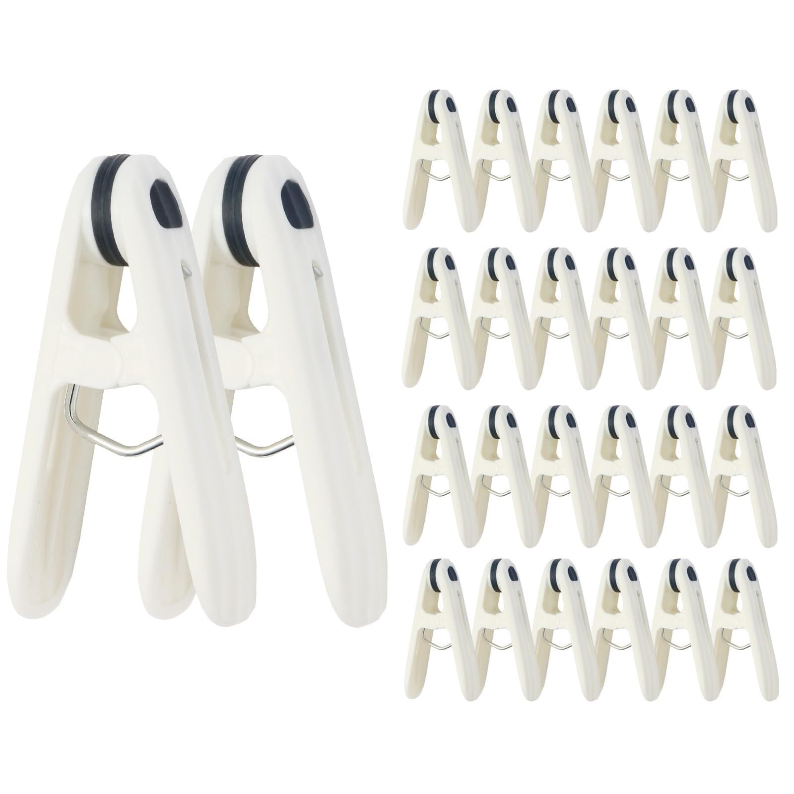 24 Pack Plastic Clothes Pins Clothespins For Laundry, 2.36 Inch Clothesline Clips Clothes Pegs, Windproof Clothes Clips For Hanging Clothes, Socks, Towel, Snacka(Blue)