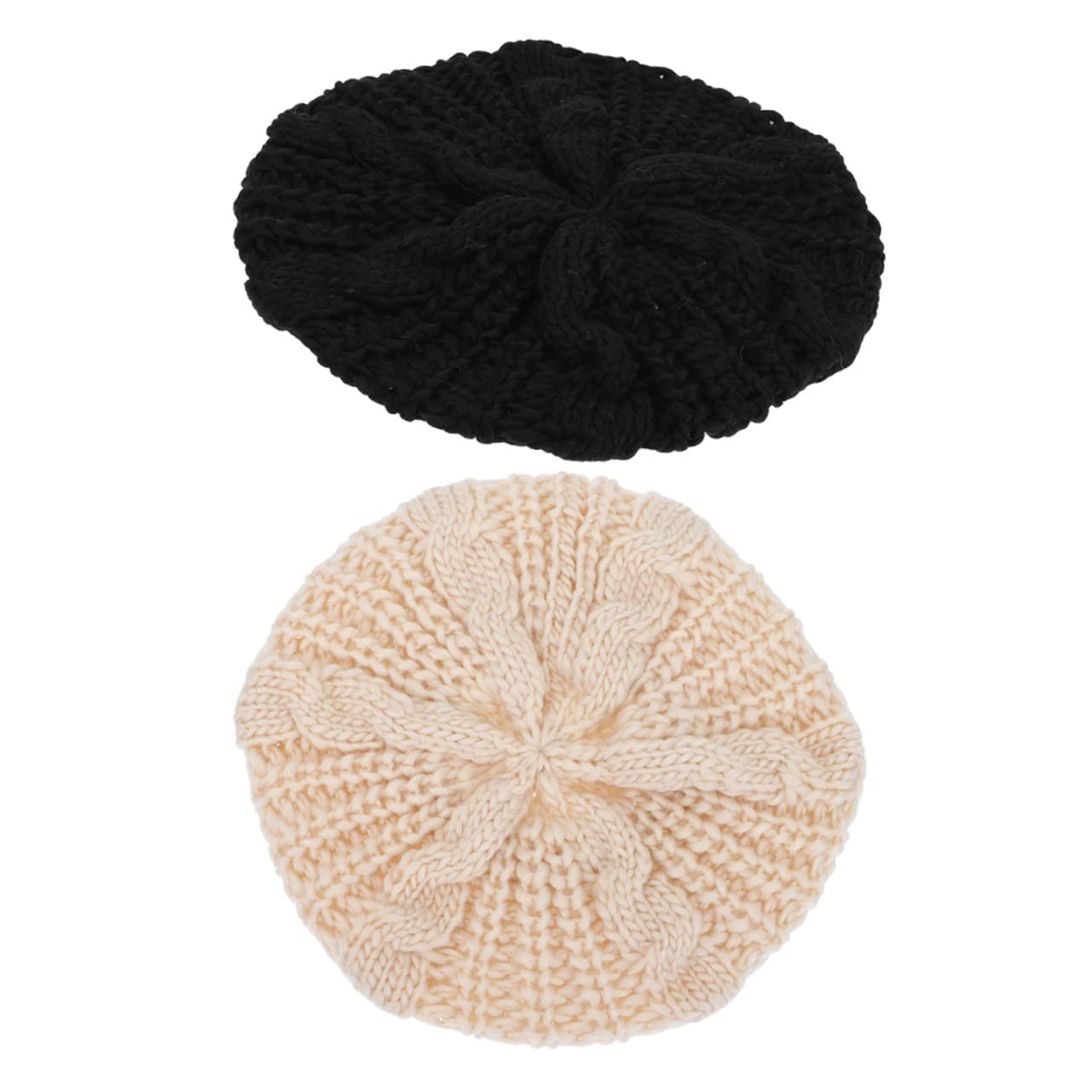 Didiseaon Fashionable Women's Beret Hats 2pcs Vintage Knit Berets Breathable Sunshade Hat for Girls