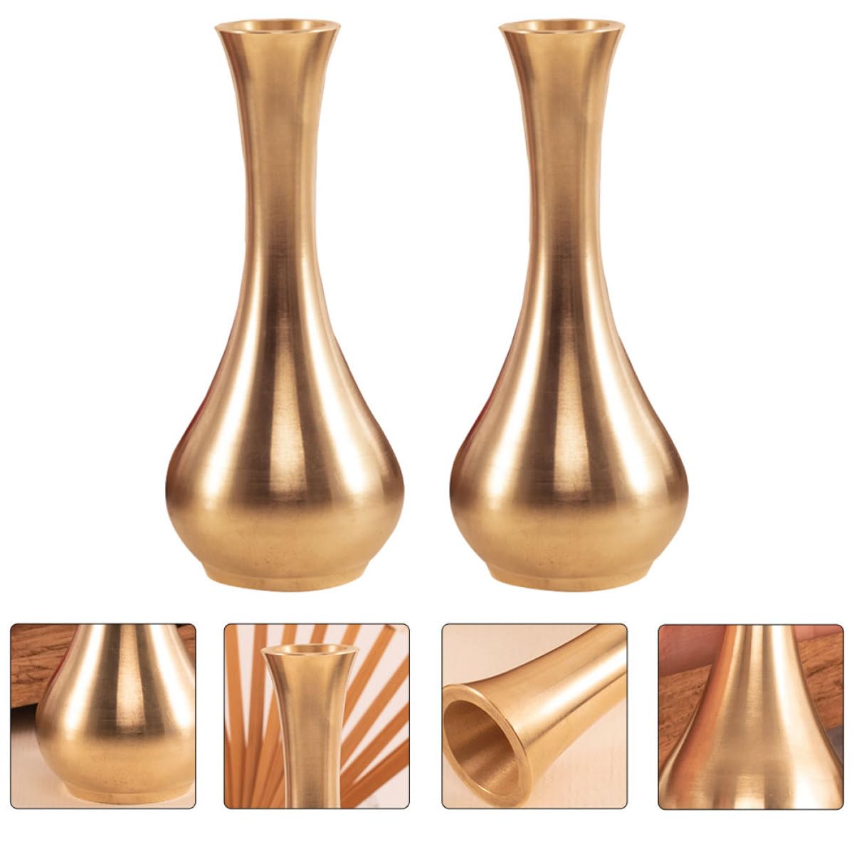 Jarrones Decorativos de Metal Cobre Dorado 2piezas para Arreglo Floral Moderno y Multifuncional Diseño Sencillo y Delicado para Decoración de Hogar