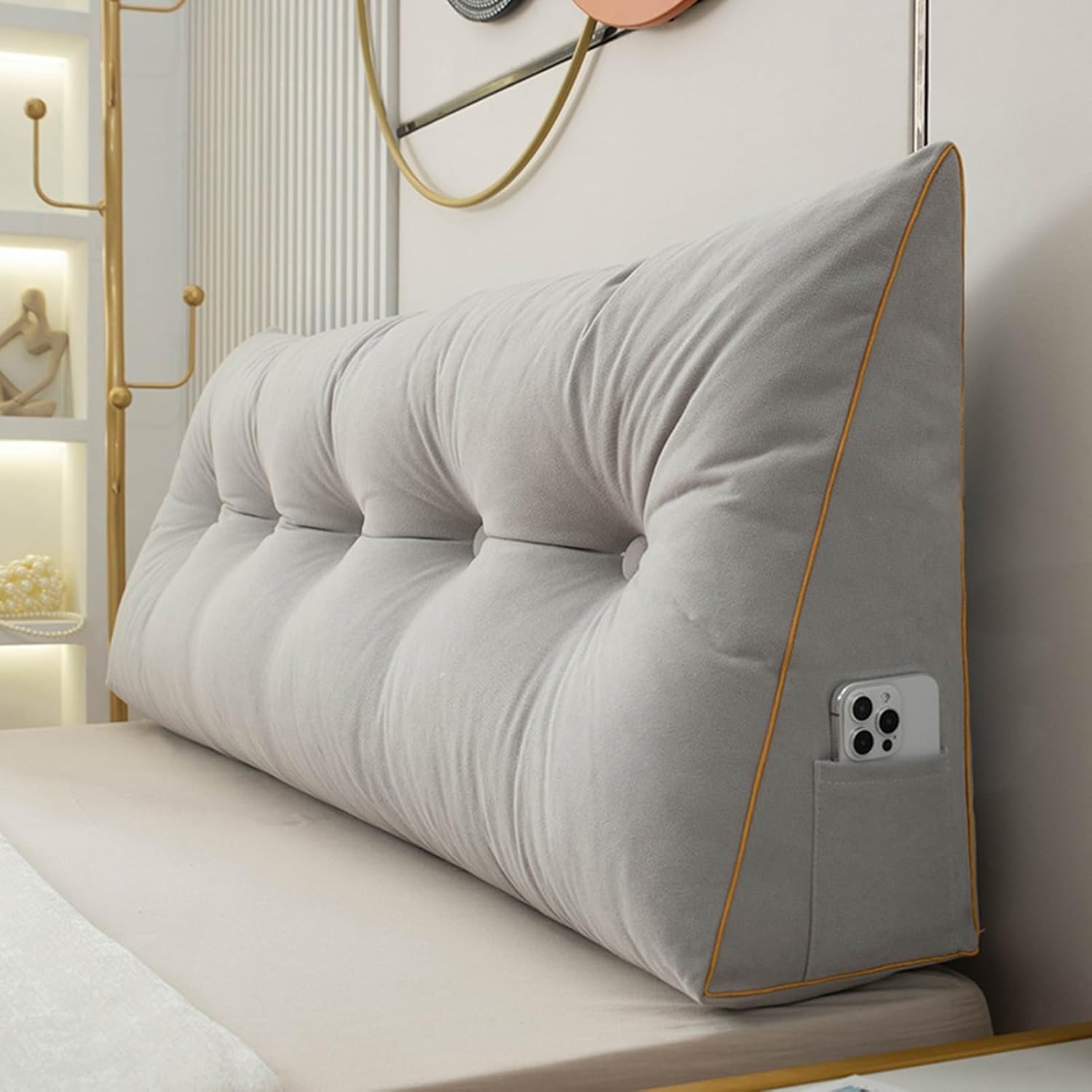 QUINTO Back Cushion for Bed Couch Reading Cushion, Wedge Cushion Headboard Bed, Cushion Bed Backrest, Book Cushion Lumbar Cushion Bed, Support Cushion for Reading Height,F,60 * 50 * 20cm