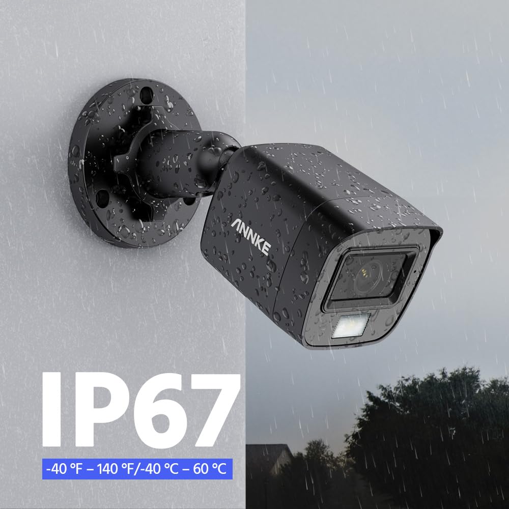 ANNKE Telecamera di sicurezza 3K con doppia luce intelligente, aggiunta da 5 MP, telecamera di sorveglianza CCTV con microfono integrato, IP67 a colori, nero