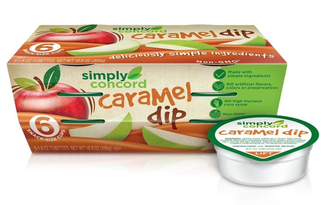 AmishTastes Simply Concord 'Clean Label' Caramel Apple Dip, No HFCS, Single-Serve Tubettes (Pack of 6)