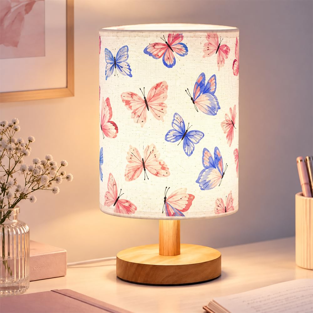 ZMCVOE Bedside Lamps for Bedrooms, 3 Colours Dimmable Pink Table Lamp, Bow