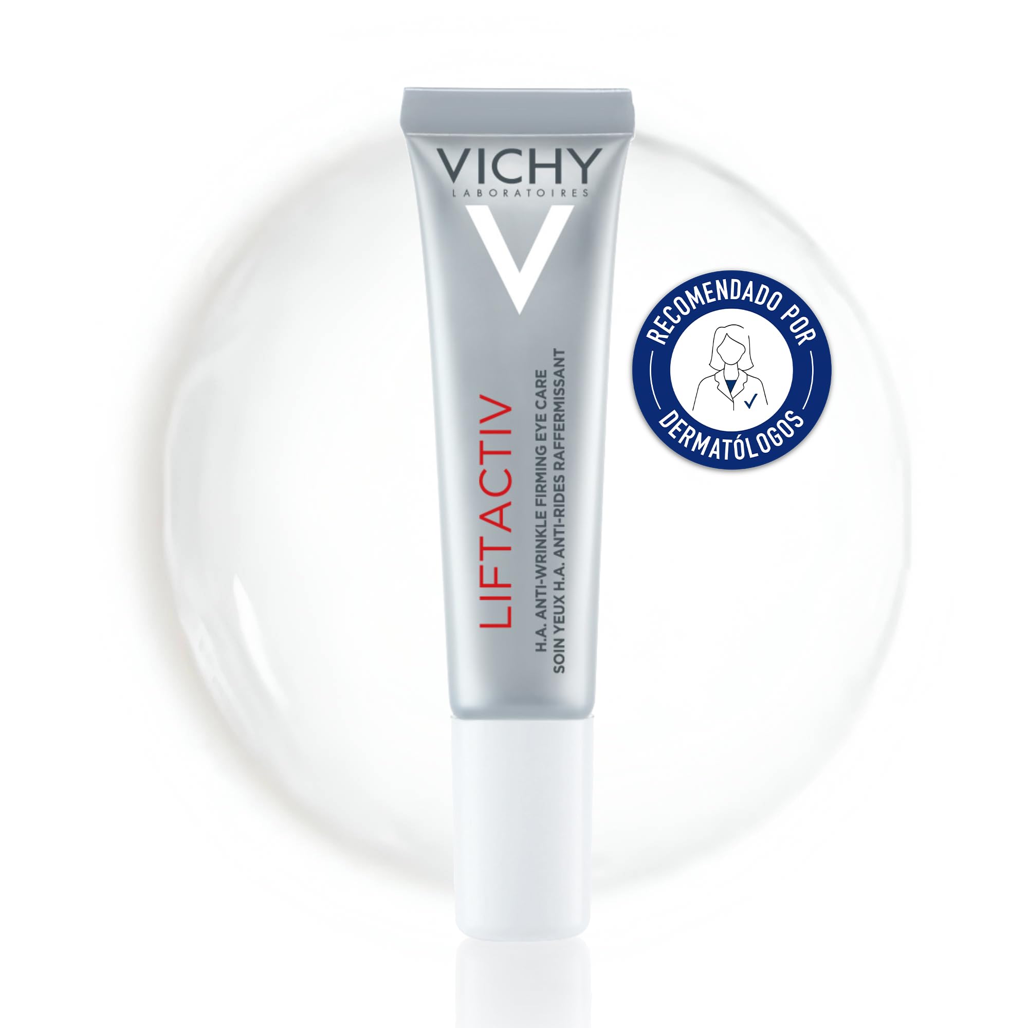 Vichy Crema Contorno de Ojos Antiarrugas, Reafirmante, Alisa y Corrige, Enriquecida con Ácido Hialurónico, Vitamina Cg y Cafeína, Apta para todo tipo de pieles, Liftactiv Supreme Ramnosa, 15ml