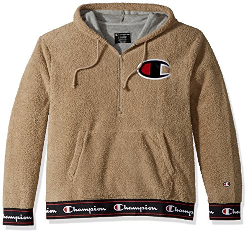 Champion LIFE Men's Sherpa Pullover Hoodie, Khaki, Large