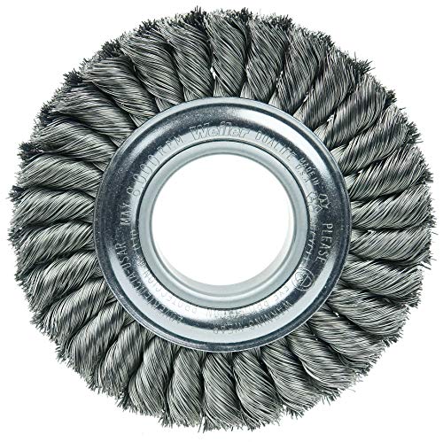 Image of Weiler 09180 6 inch Standard Twist Knot Wire Wheel, .016 inch Steel Fill, 2 inch Arbor Hole, Made in The USA (Pack of 5)