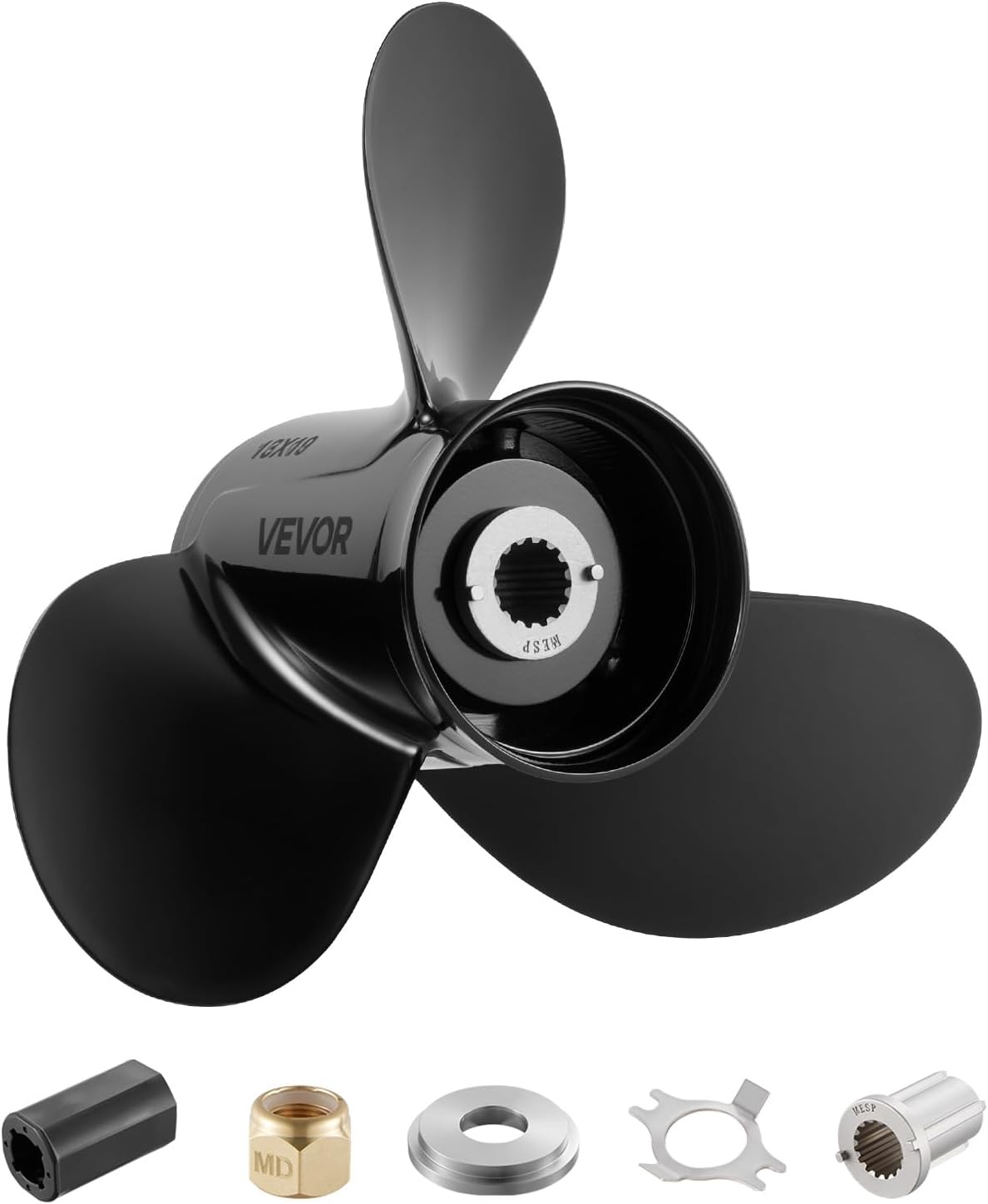 VEVOR Outboard Propeller, Upgrade OEM 15 Spline Tooth Aluminum Outboard Boat Propeller Fit Mercury Engines 40-140 HP, 4-1/4" Gearcase, 3-Blade, RH (Right Hand Rotation)