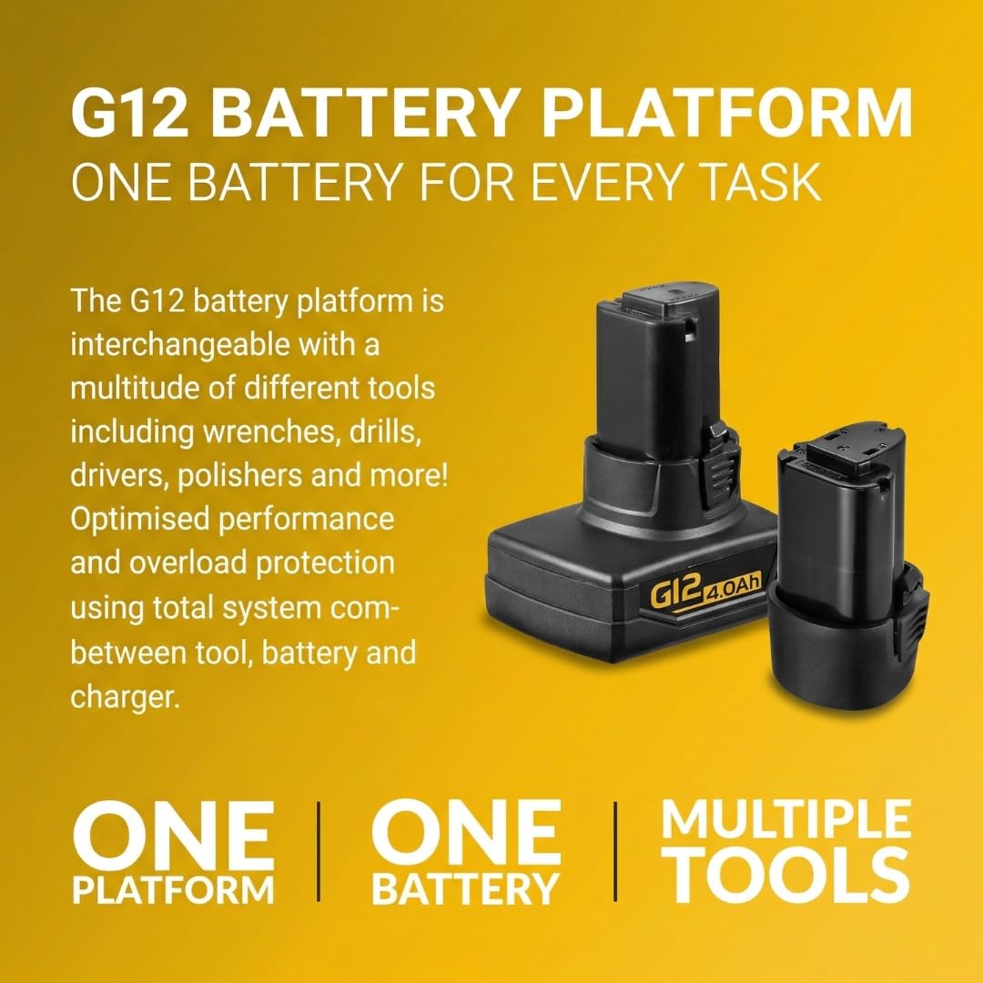 Durofix Confezione da 2 batterie agli ioni di litio serie G12 da 12 V, batteria ricaricabile agli ioni di litio da 2,0 Ah per utensili elettrici cordless compatti G12, B1225LA-P2