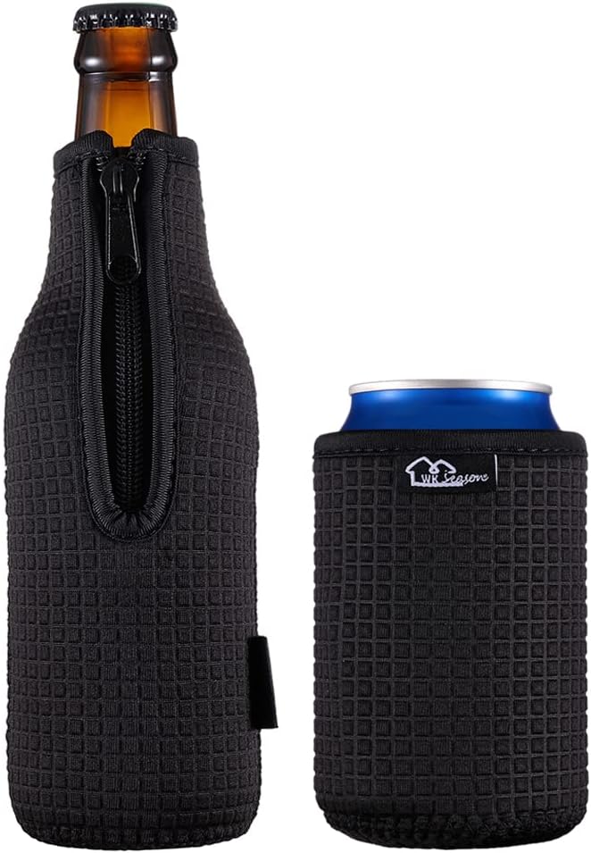 WK ieason 12oz Standard Can Sleeves Insulators Sleeves 12OZ Beer Bottle Jacket Sleeves Coolers Holder Non-slip Neoprene(Black)