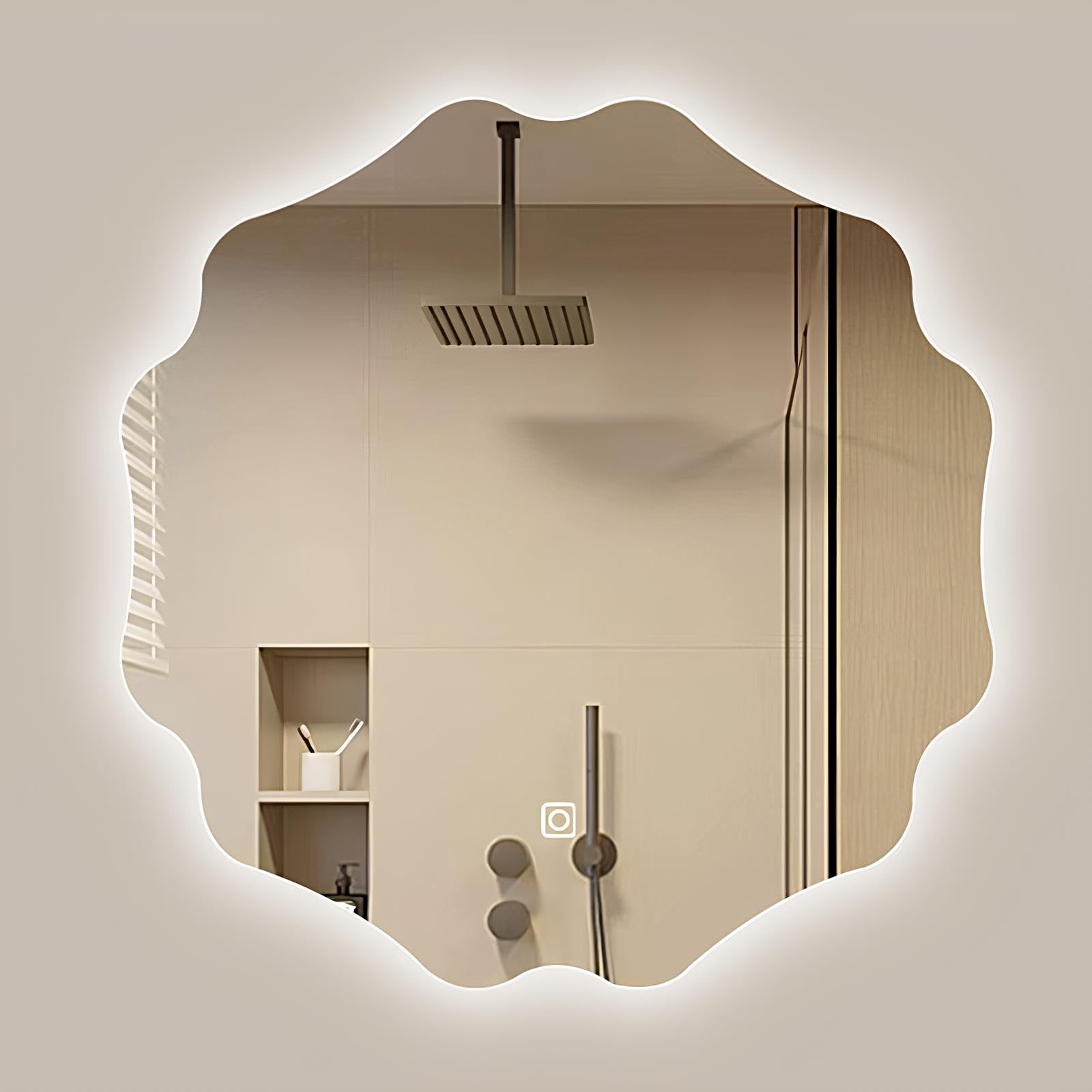 FGXHHS LED Mirror for Bathroom 50cm/60cm/70cm Round, Lighted Vanity Wall, 3 Colors Brightness(B,70cm/27.6in)