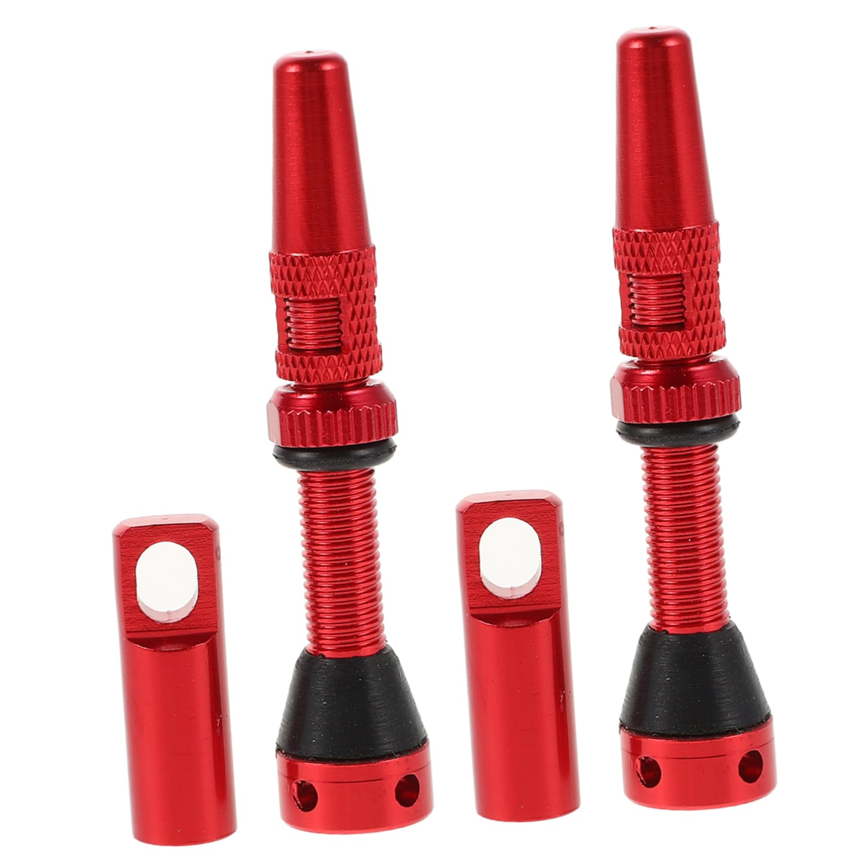BRIGHTFUFU 40mm Red Aluminum Alloy French Vacuum Valve Replacement Kit for Bike Tubeless Tires