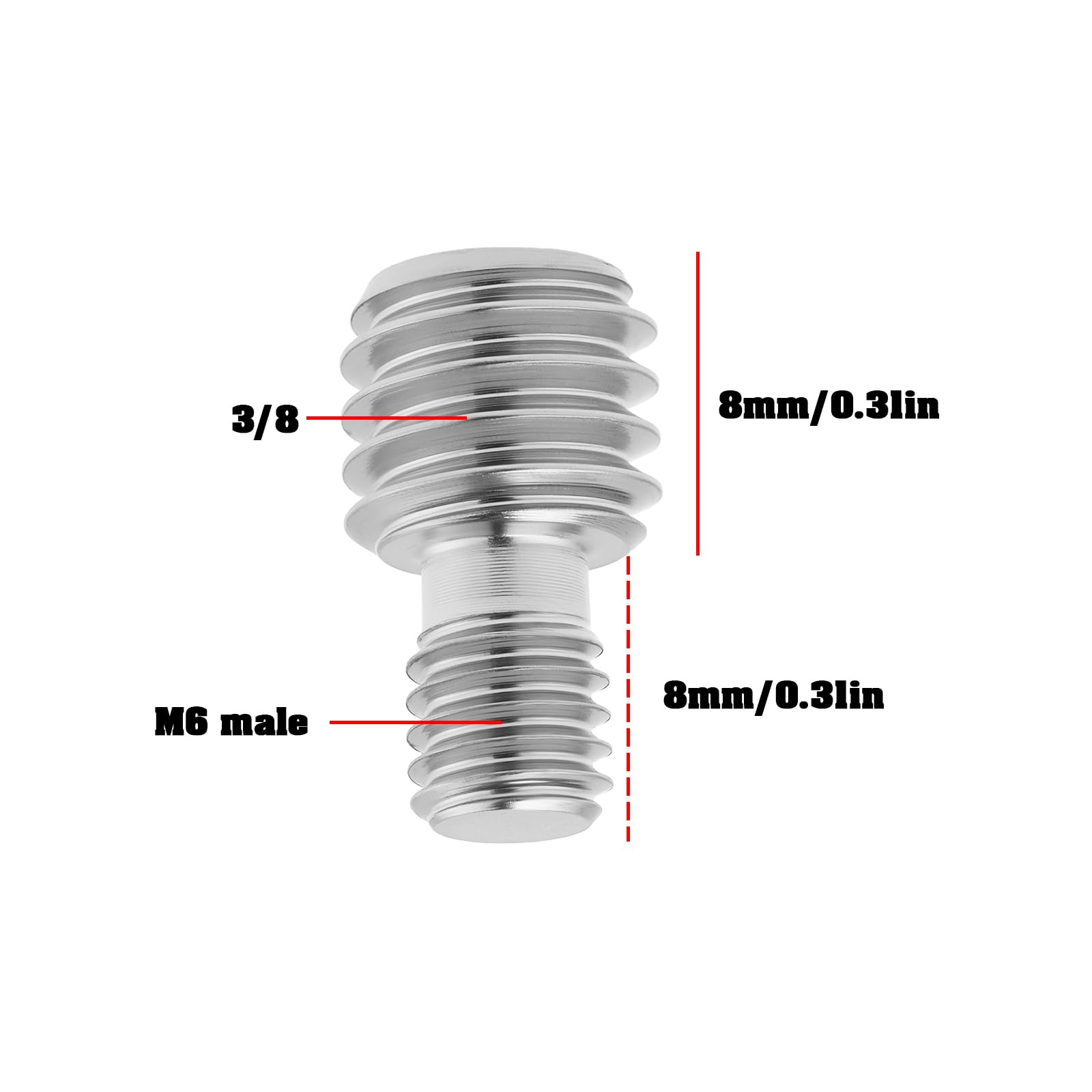 Lot de 4 vis adaptateur mâle 3/8" vers M6 mâle pour trépied monopode et plaque à dégagement rapide