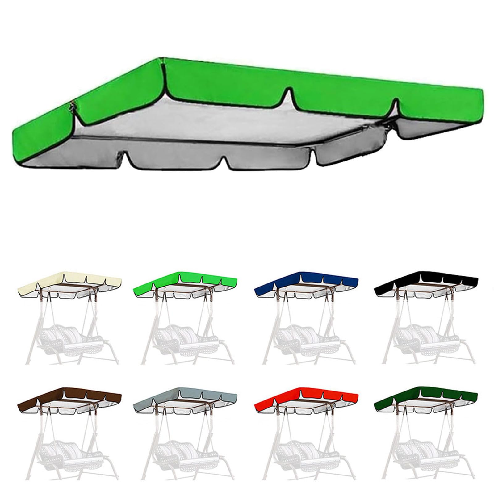 Swing Seat Canopy Replacement 3 Seater,Replacement Canopy for Swing Waterproof Windproof Anti-UV 210D Oxford Cloth Outdoor Furniture Protector (Size:98x73x7inch/249x185x18cm,Color:Green)