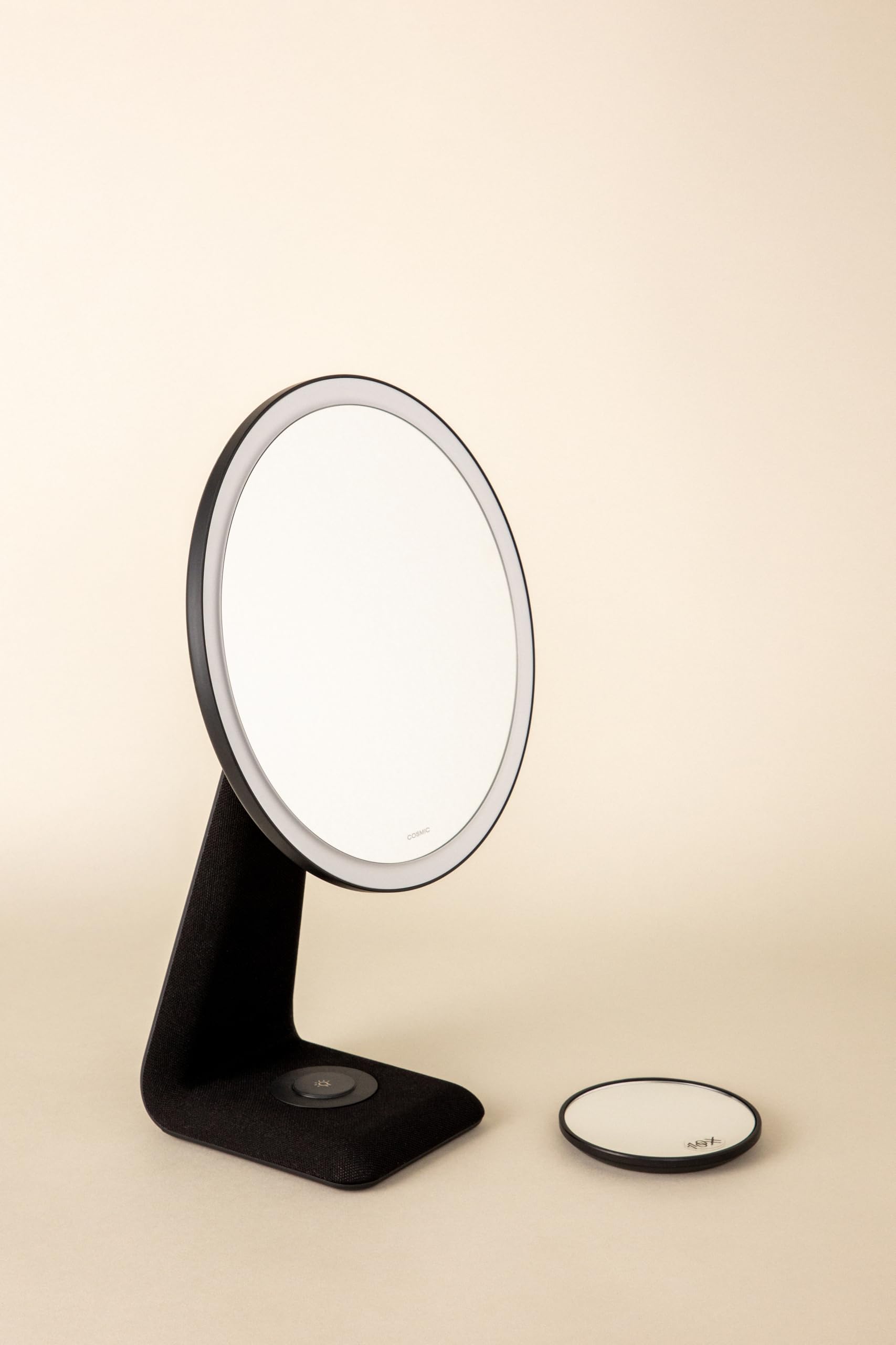 COSMIC Espejo LED para Maquillaje con Luz Regulable y Aumento 10x, Recargable con 3 Temperaturas de Color, Intensidad Ajustable y Base Antideslizante, Función Lámpara, Color Rosa
