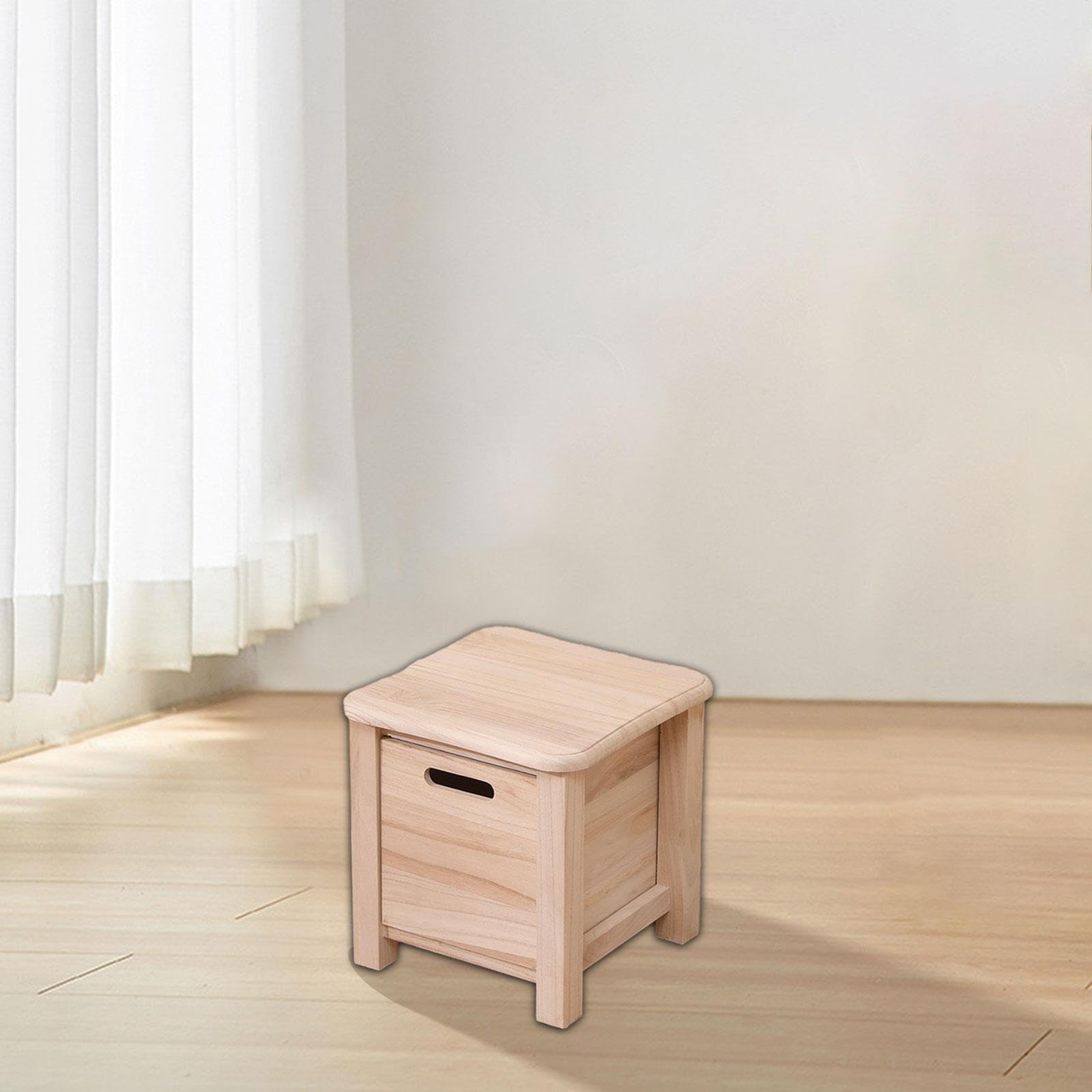 Sgabello Contenitore in Legno Sgabello Piccolo per la casa Sgabello per Cambiare Le Scarpe con cassetto per Soggiorno, Legna, 30x30x30 Cm