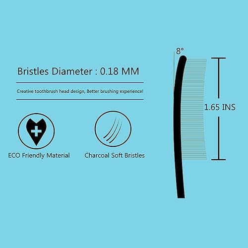 Miniatura 4 de EasyHonor Cepillo de dientes de cabeza enorme, medio suave para adultos, cerdas de carbón (paquete de 8)