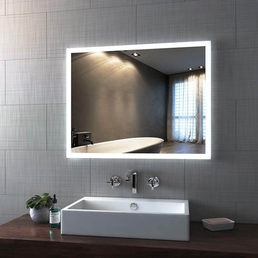 Duschdeluxe 900 x 700 mm Modern LED Illuminated Bathroom Mirror with