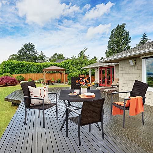 Vicllax Steel Slat Square 1.57" Garden, Backyard And Porch Umbrella Hole 37 Inch Patio Dining Outdoor Metal Table, Black #TOP6