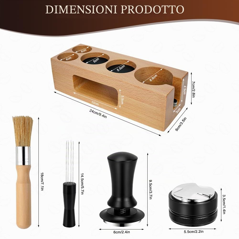Y-Step Stazione Di Manomissione Organizer Caffe Base, con Set di agitatori per caffè espresso da 51mm, per macchina da caffè espresso, accessori per baristi