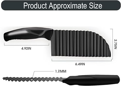 Miniatura 8 de YukaBa Cortador de papas arrugadas de 2.9 x 11.8 pulgadas, de acero inoxidable, para papas fritas, cortador de mano, cuchillo para cortar ensalada