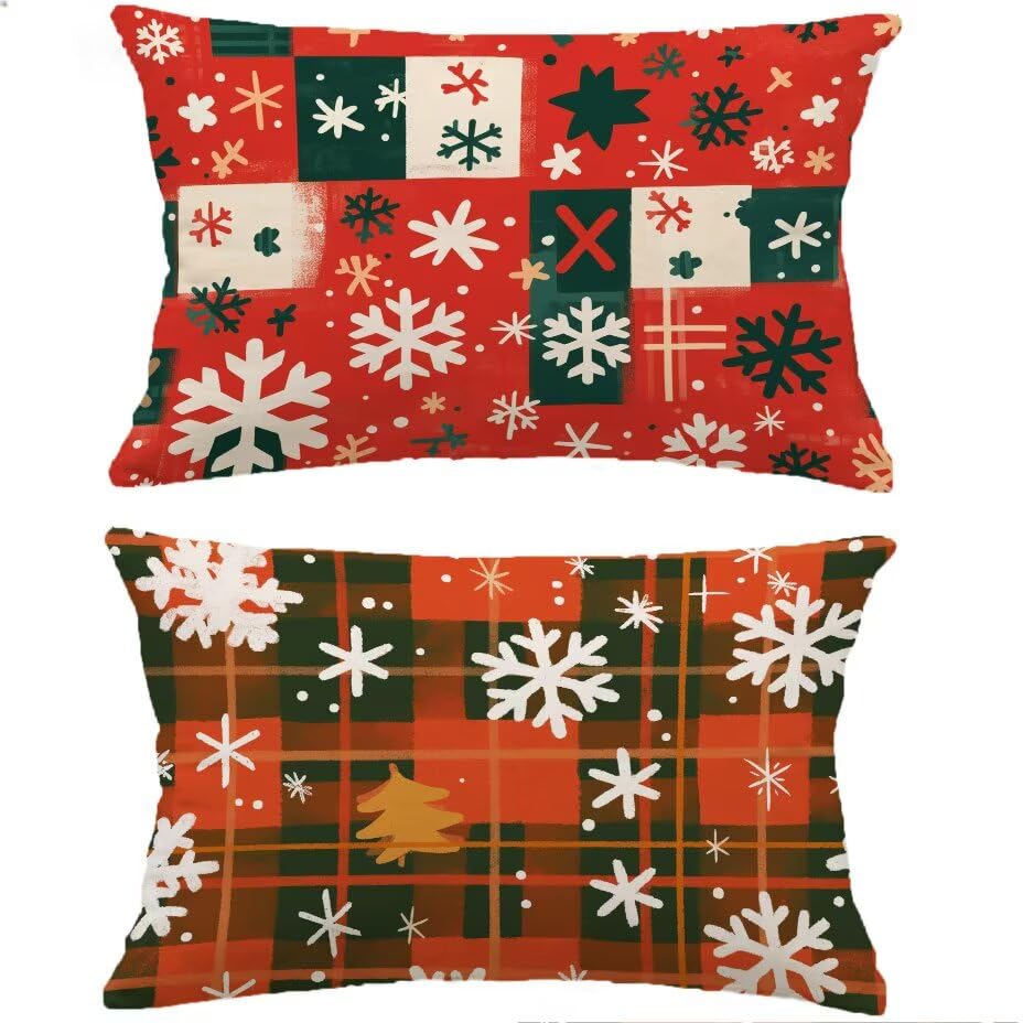 Lot de 2 Housses de Coussin Extérieur 40x70 Rectangulaire Rouge M-P93