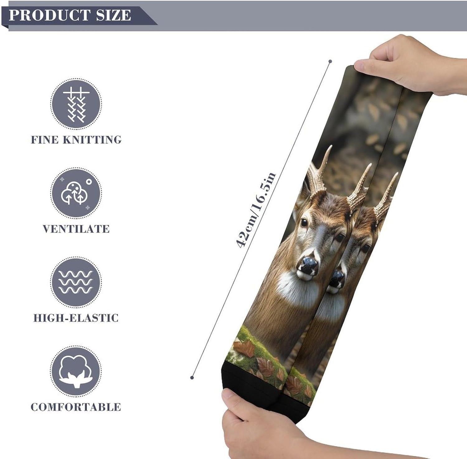 Camouflage Deer Knee High Soccer Socks Moisture Wicking