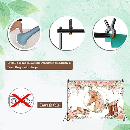 Miniatura 7 de Fondo para fiesta de caballo, vaquera occidental, flor, fotografía, fondo, pancarta de granja occidental para cumpleaños, baby shower, fiesta,