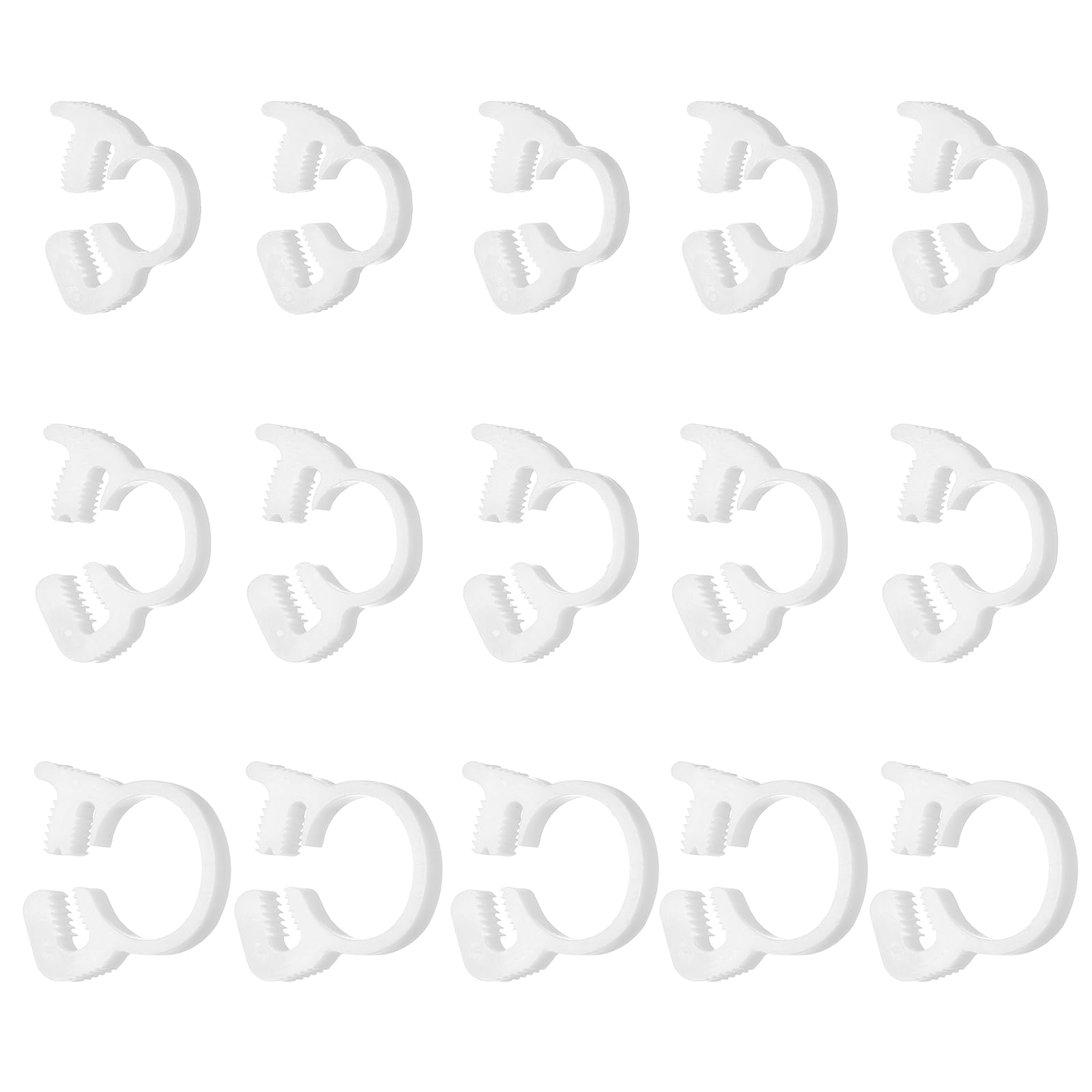 sourcing map 15pcs Double Snap Grip 6.1-6.6/7.6-8.1/12.2-12.8mm Heavy Duty Plastic Hose Clamps Ratcheting Adjustable Clamps Kit for Plumbing Automotive Fuel Line, White — image 1