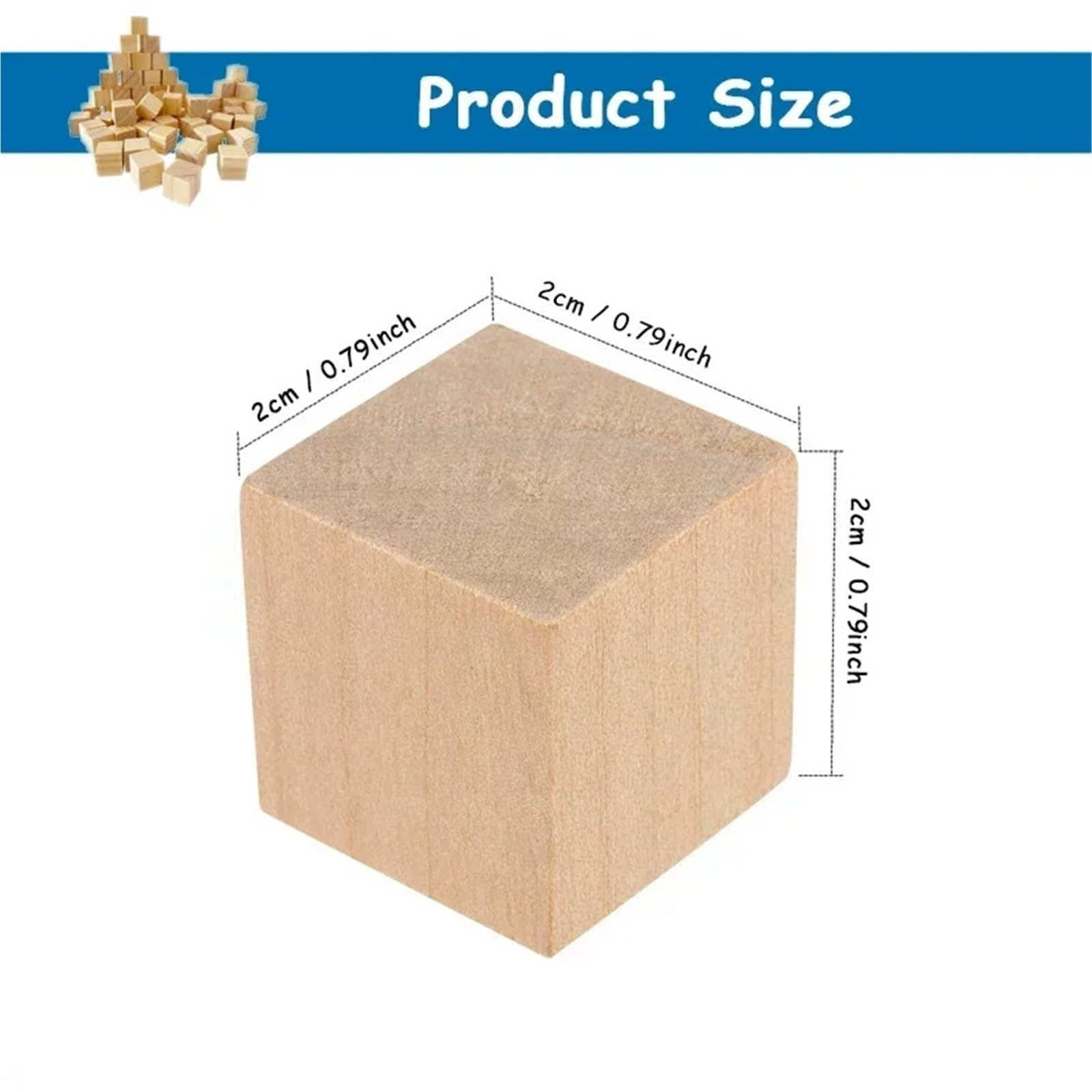 200 pezzi di blocchi legno da 2 cm, massello naturale non rifiniti for progetti fai te, artigianato, pittura, decorazioni for la casa Per Hobby creativi