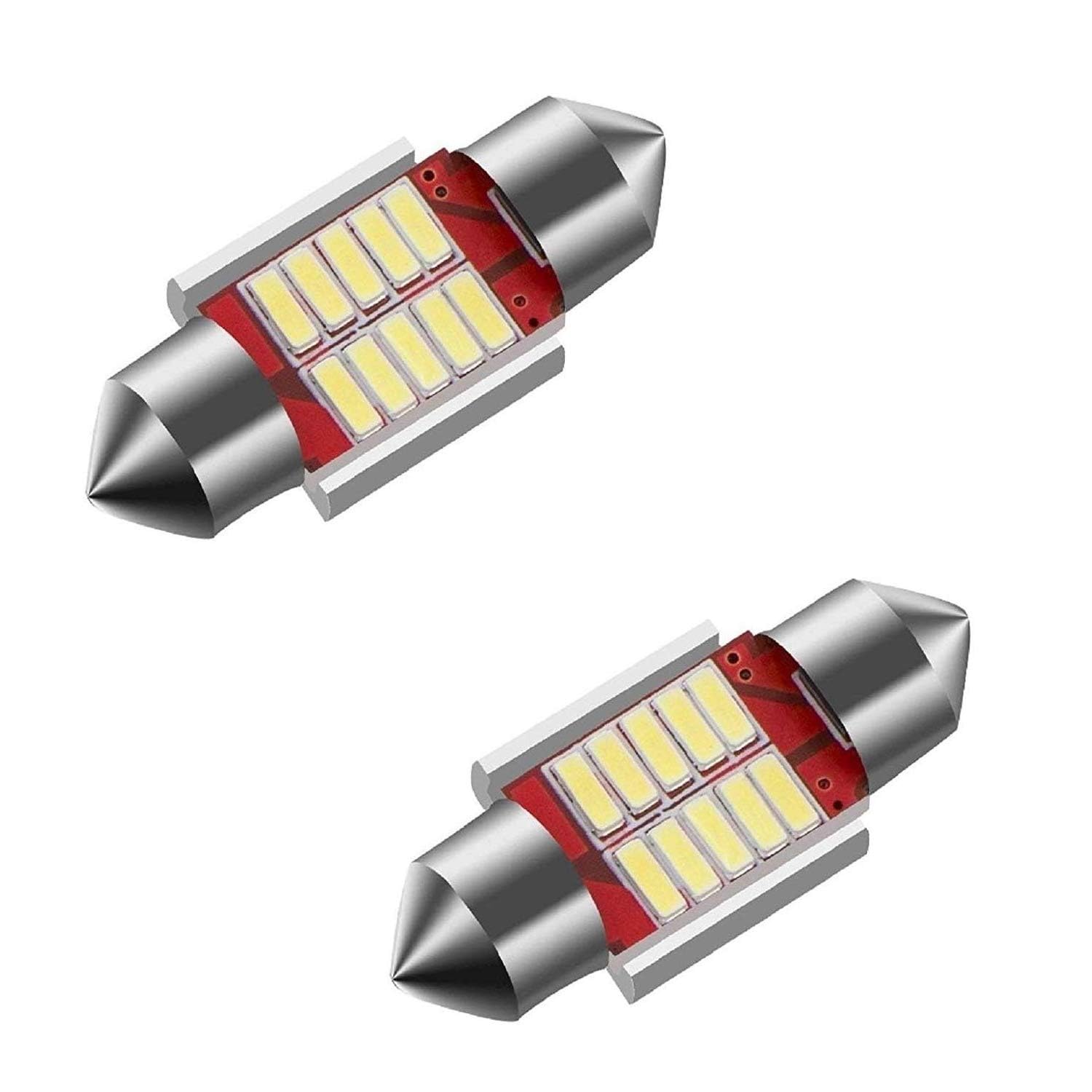 10 LED Universal Car Interior Super Bright Roof Light Reading Dome Bulb Lamp with Festoon Holder (5W, White, 2 PCS)-image-36