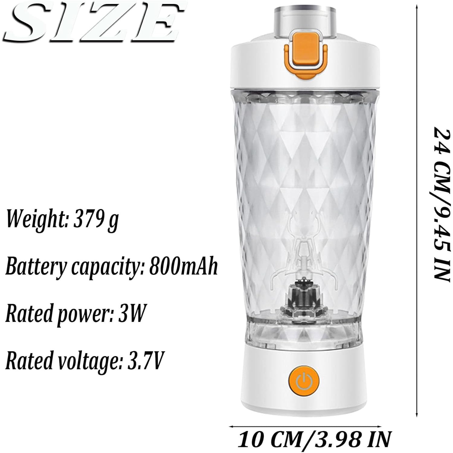 Générique Shaker à une touche, bouteille de shaker électrique de 22 oz avec boîte en poudre 50 g, tasse de mélange de poudre de protéines rechargeables USB pour sport de gym (Bleu)