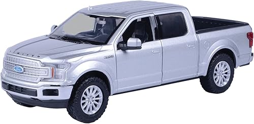 Motormax 79364 2019 Ford F-150 Toy Car Crew Cab Pickup Truck Metallic Silver 1:27 Escala Diecast Modelo Car