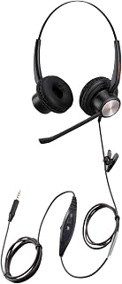 3.5mm Phone Headset with Nosie Cancelling Microphone for Drivers/Truker, Office Work, Lightweight 3.5mm Computer Headset with Mic Mute Button for Laptop, Smartphones