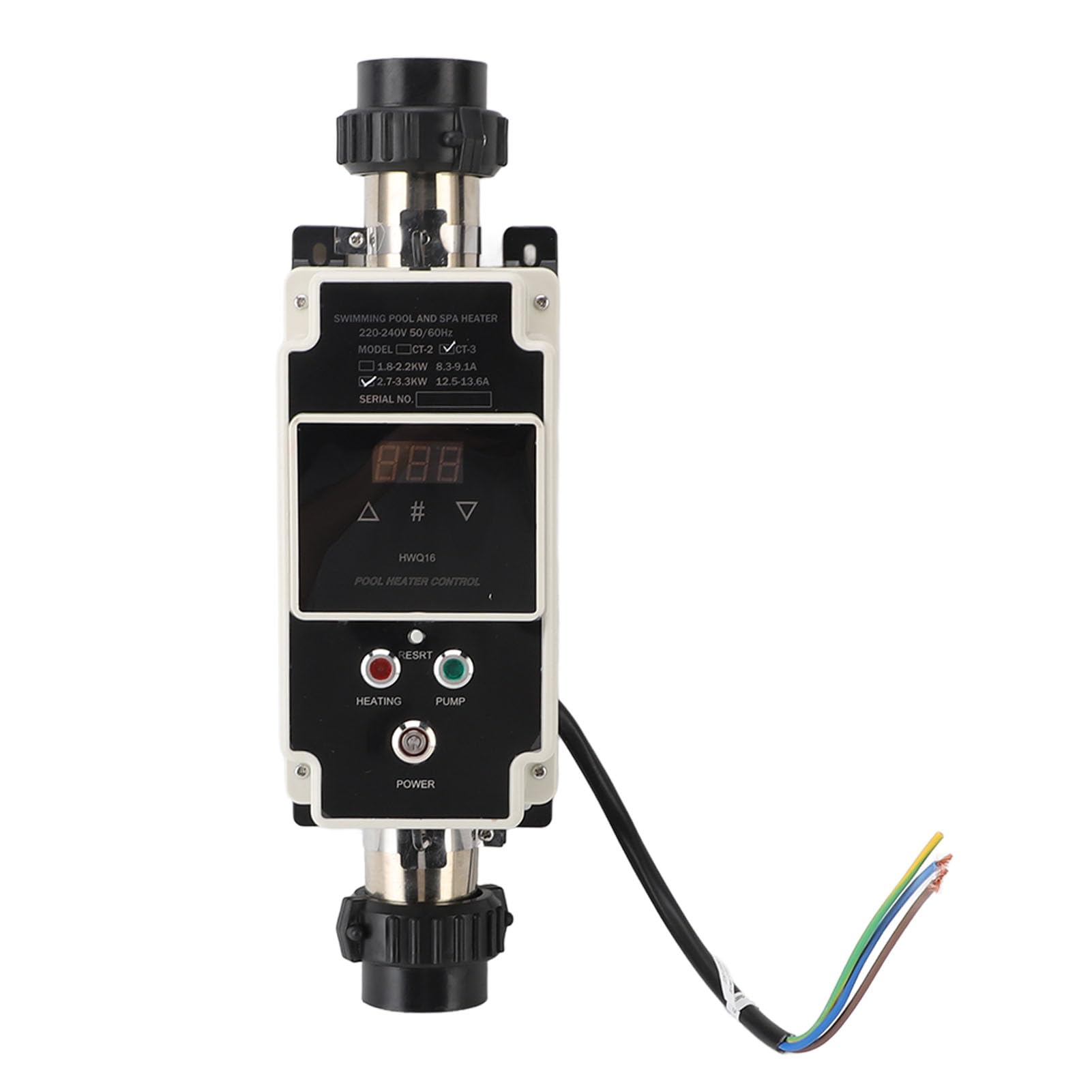 Calentador de Piscina de 2,7 a 3,3 KW, Calentador de Agua Eléctrico para Piscina, Termostato de Jacuzzi con Pantalla Digital para Bañera de Hidromasaje de 220 a 240 V