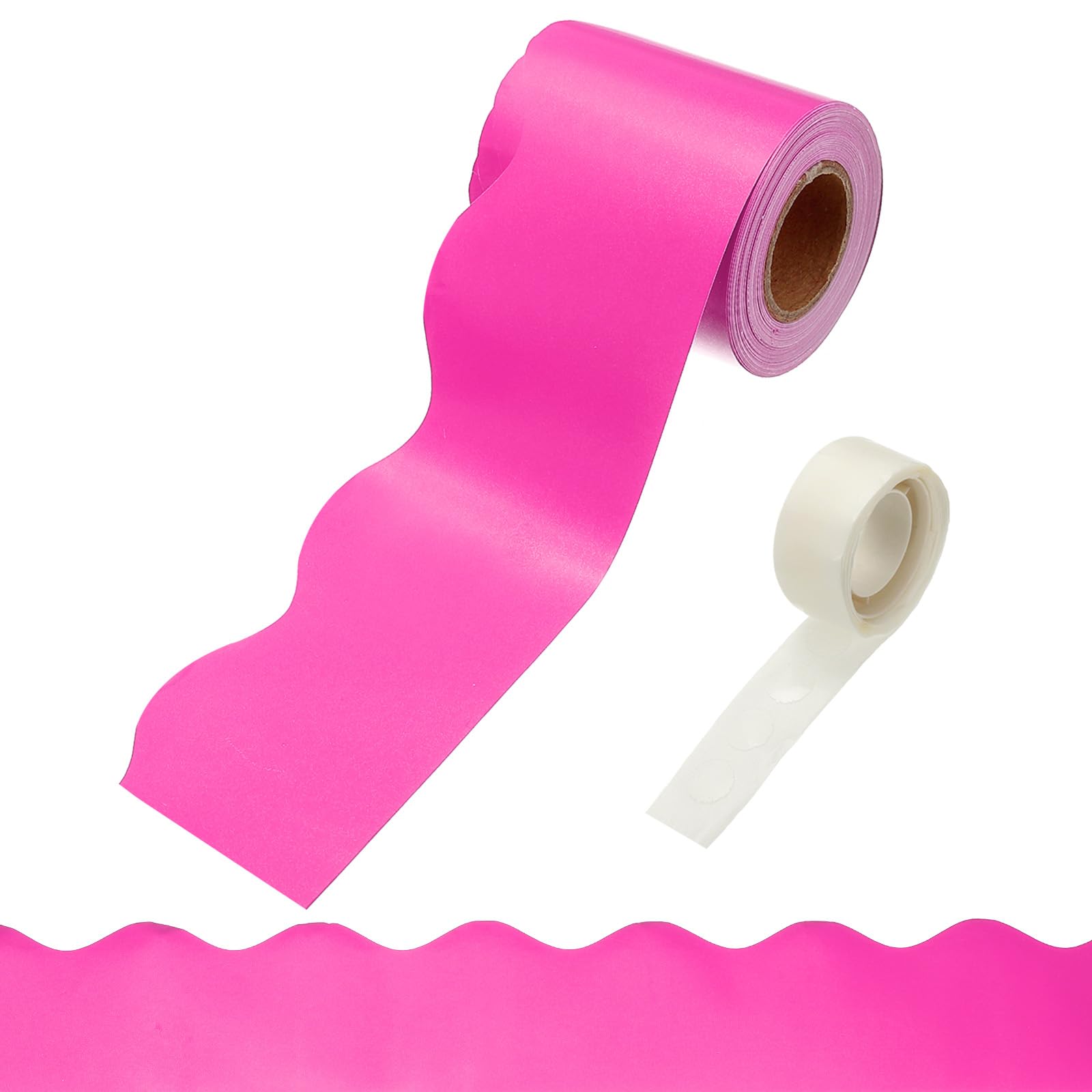 PATIKIL Bulletin Board Borders, 32.8ft Pink Border for Bulletin Board with Clear Sticky Dots Scalloped Trim for Office Party Classroom Decorations โ image 1
