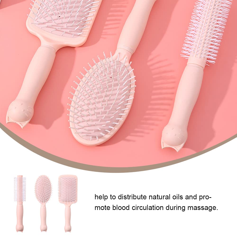 Hair Brush Set - Women & Men Paddle Brush, All Hair Types, Wet or Dry, Detangle & Massage, pink - Image 4