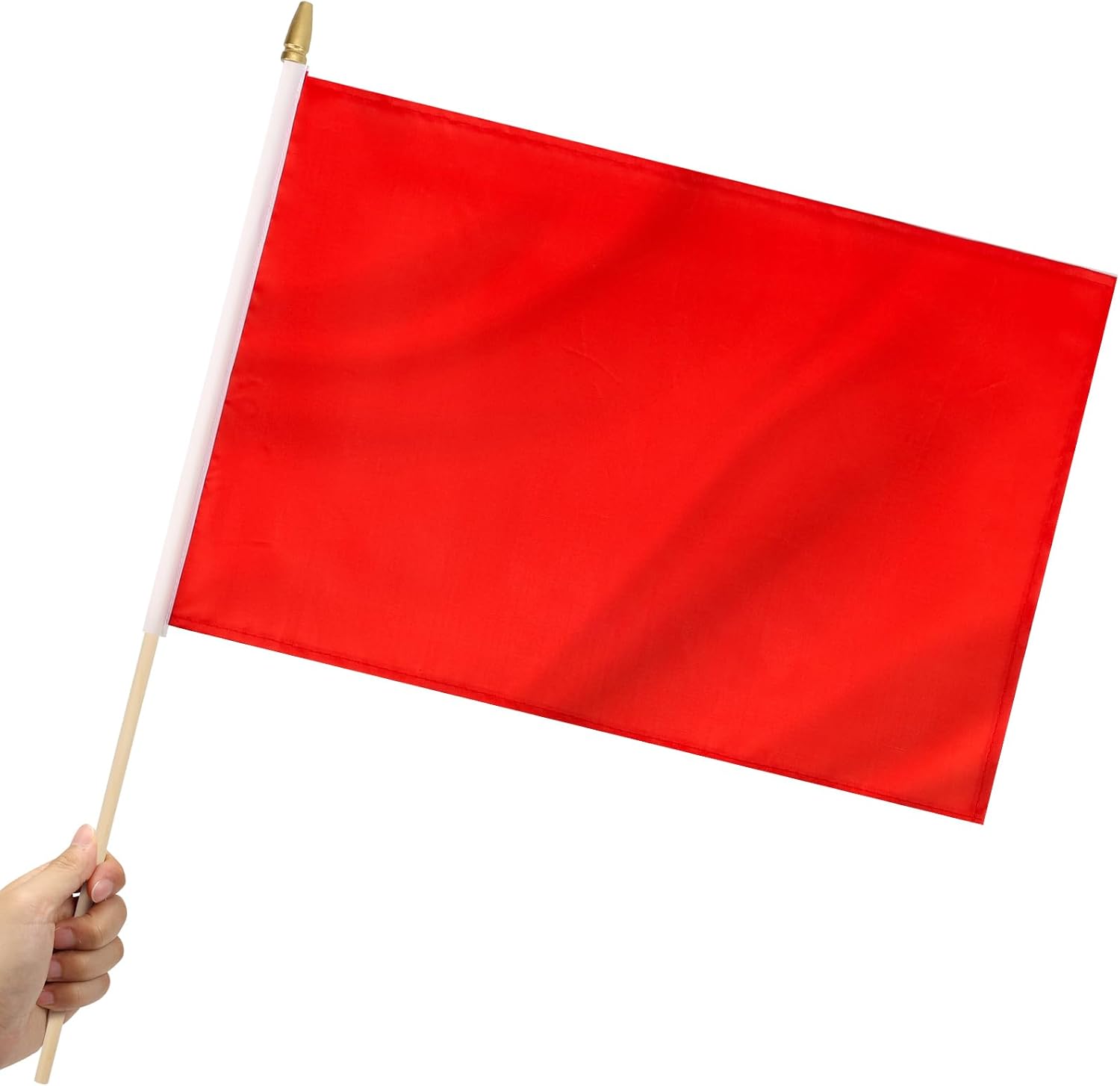 12 Pack Red Stick Flags Small 12x18 Inch Hand Held Flags with 24 Inch Wooden Pole Solid Red Blank DIY Graffiti Flags Decorations