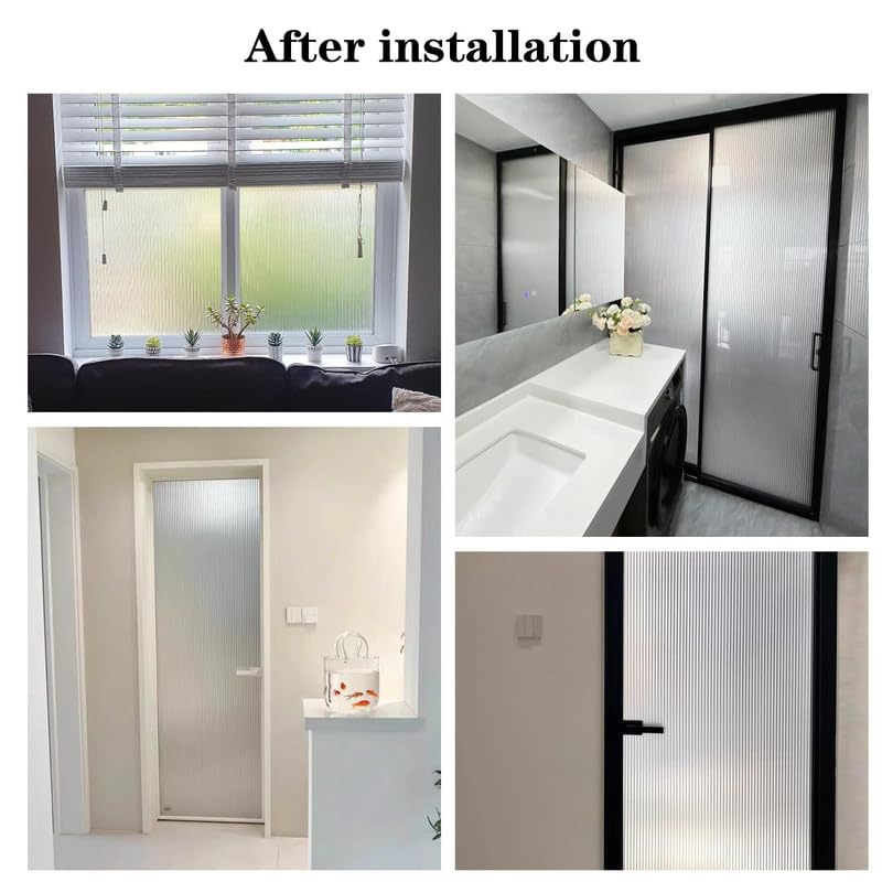 Image of Window Privacy Film Tint Glass Film Self Adhesive Glass Film - Fluted |16 X 84 Inchs