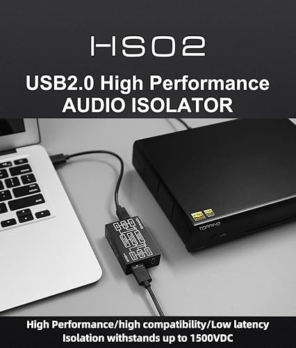 Vista 2 de KGUSS Topping HS02 - Aislador de audio USB 2.0, soporta hasta 1500 VCC, entrada USB-B y tipo C, salida USB-A y tipo C, compatible con PCM32bit 768