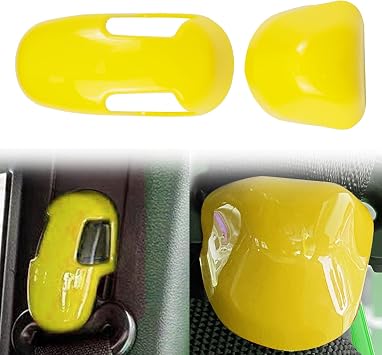 Interior B Pillar Seat Safety Belt Trim Cover Compatible With Jeep Wrangler JL 2018-2021 ABS 4Pcs Yellow