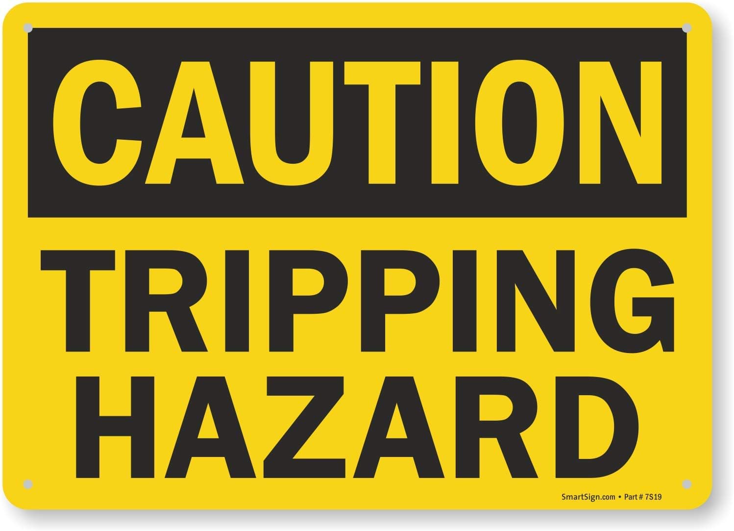 Caution Tripping Hazard Sign - 7x10 Inch Plastic OSHA Safety Sign For Workplace