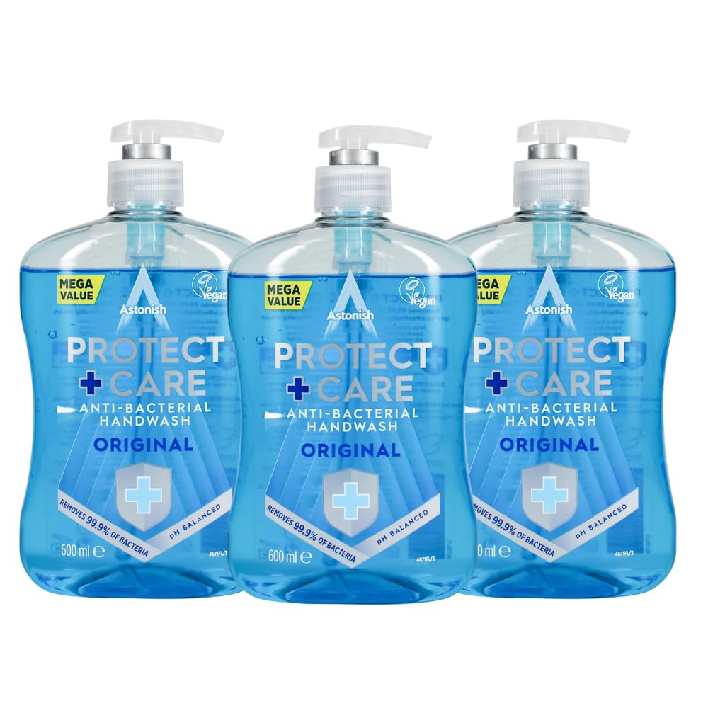 3x Astonish Protect & Care Anti-Bacterial Hand Wash Moisturiser 600ml - Original