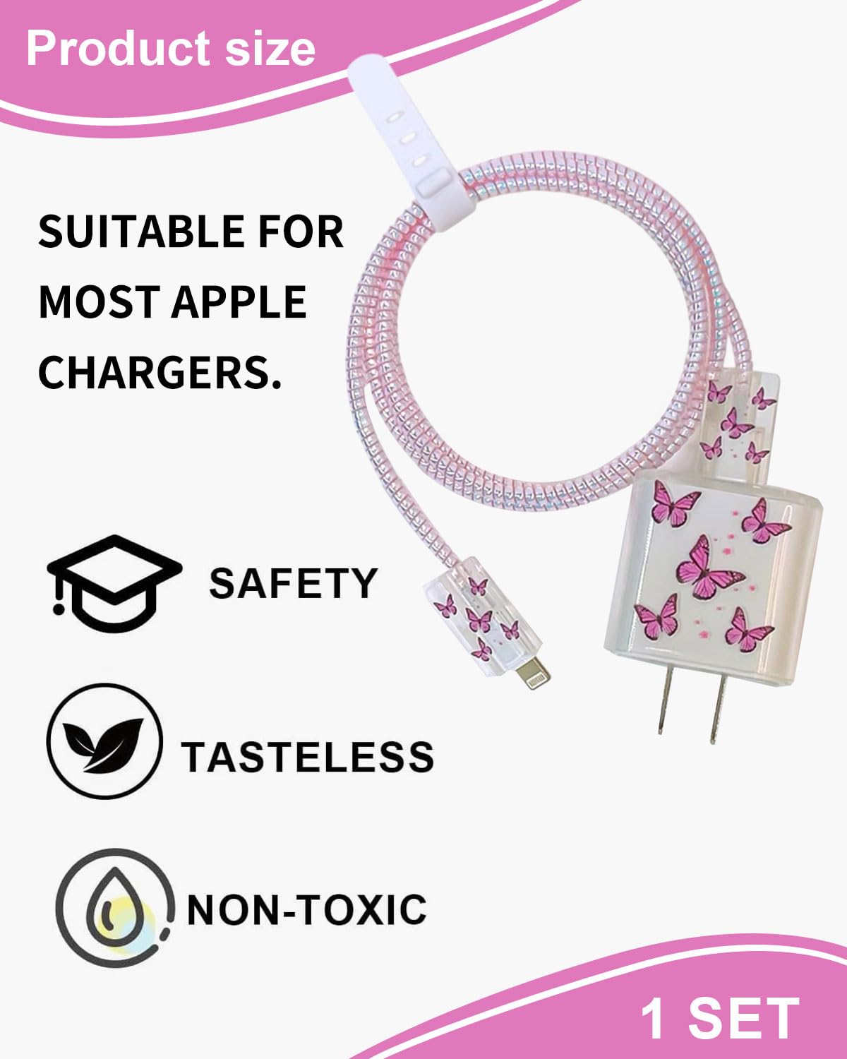 Protezioni a Forma di Fiore, Kits di Cavi Protezioni Compatibile con iPhone, Protettivi per Caricabatterie USB-C per Donne, Antigoccia Impedisce de Cavo Linee Dati, Anti-Rottura da Gatto(Rosa)