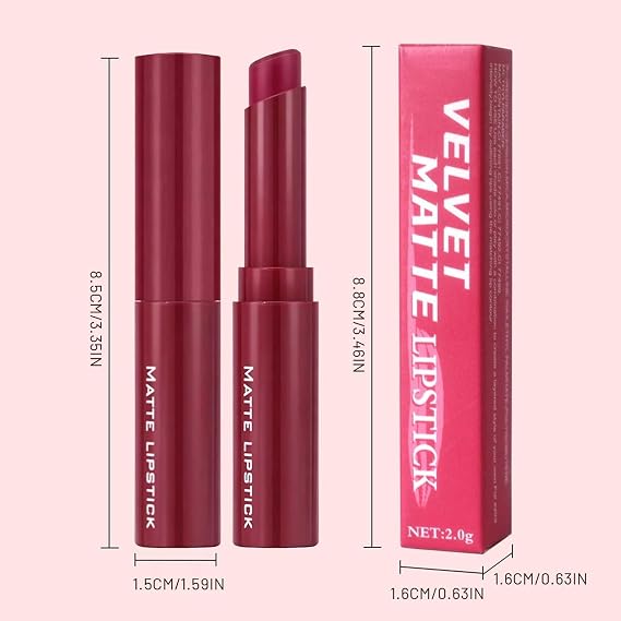 Deep Purple Red Lipstick Matte Burgundy Lip Stick, Silky Smooth Creamy Texture Lip Color, Moisturizing Lightweight Highly Pigmented Natural Soft Matte Lip Makeup