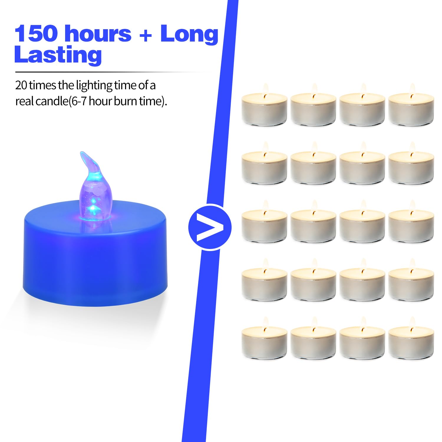ERTYUI 12 Pack LED Tea Lights, Blue Light, Blue Base, 12pcs - Image 4