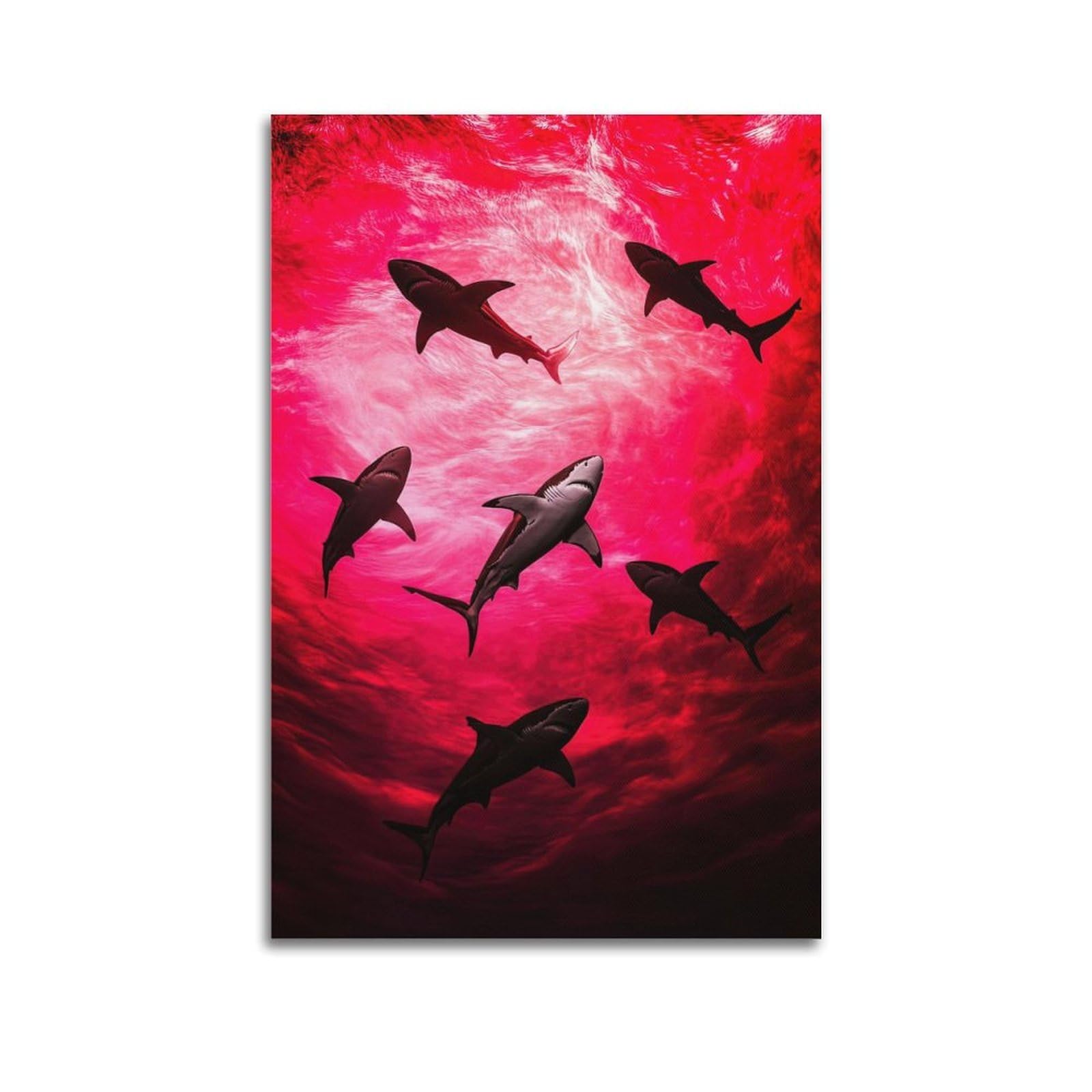 ZSZWHJ Animal Poster Shark Population Poster Decorative Painting Canvas Wall Posters And Art Picture Print Modern Family Bedroom Decor Posters 20x30inch(50x75cm)