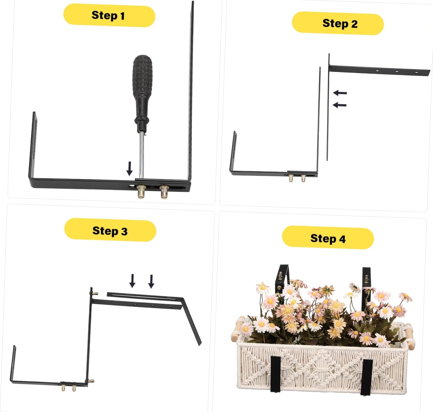 2pcs Flower Box Brackets for Railings Adjustable Planter Hangers for Use