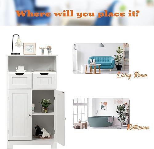 Miniatura 19 de GLACER Armario moderno para baño, armario de almacenamiento con cajones extraíbles y estante ajustable para baño, sala de estar, cocina o entrada,