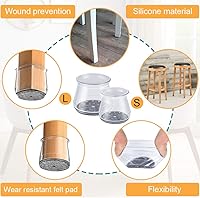 Vista 4 de 16 protectores de patas de silla para suelos de madera dura, almohadilla de fieltro de silicona para patas de muebles para proteger suelos